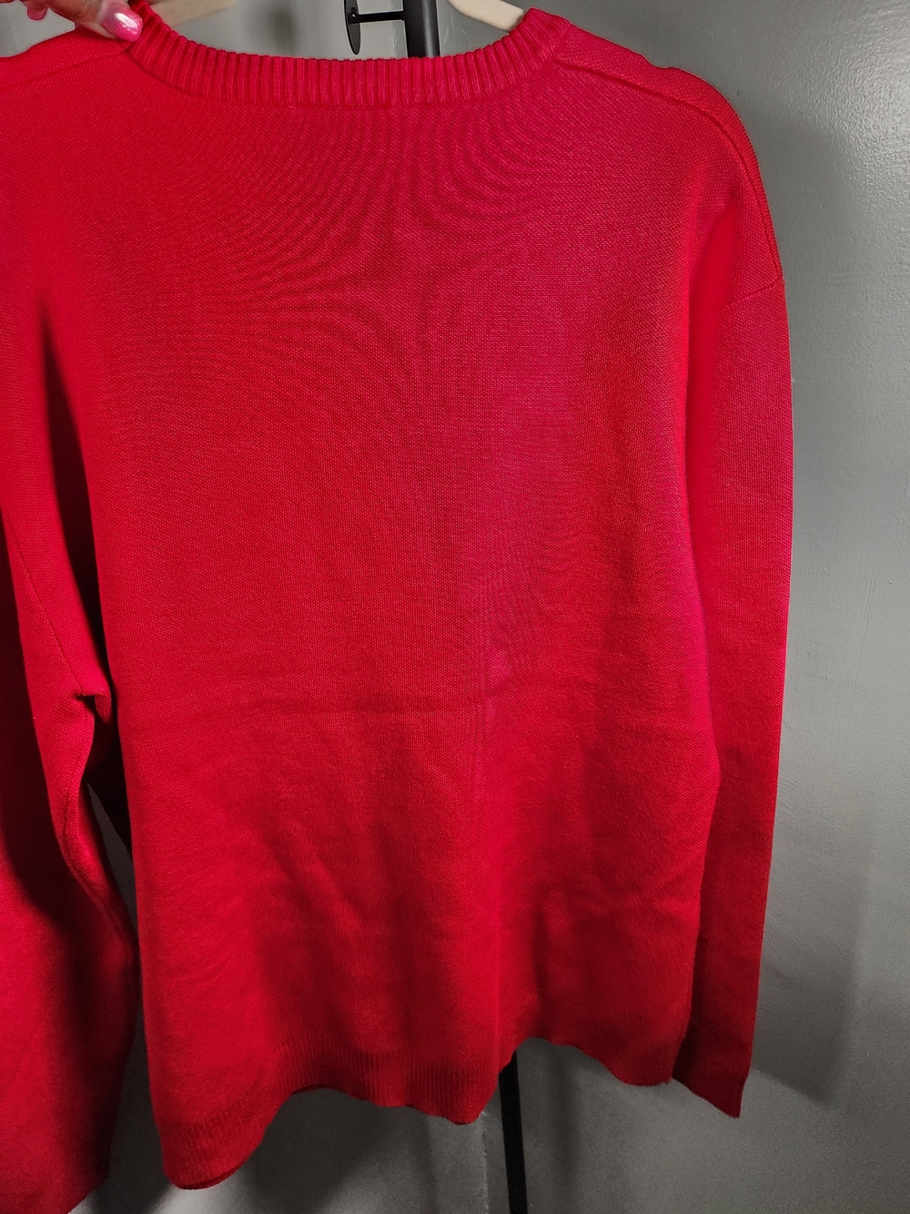 The Quilted Company Red Crewneck Sweater with White Greek Letters - Picture 3 of 4